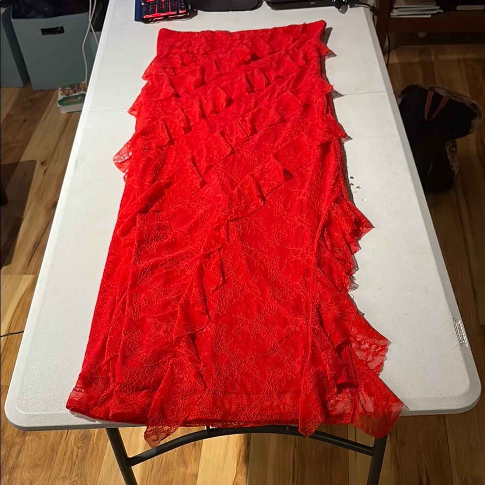 Elegant Red Lace Dress